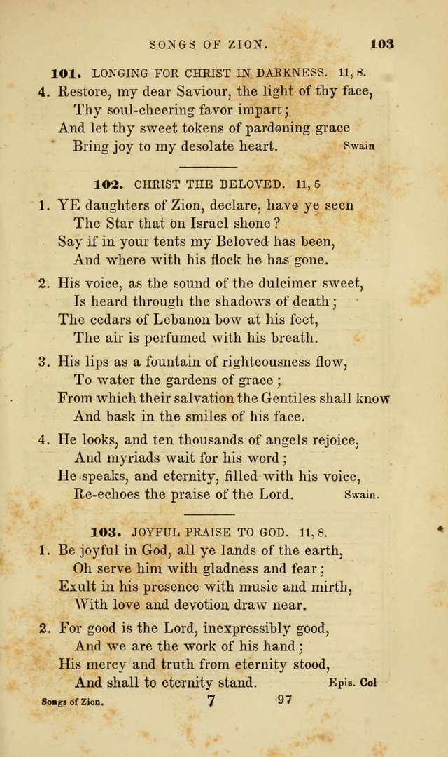 Songs of Zion: a manual of the best and most popular hymns and tunes, for social and private devotion page 104