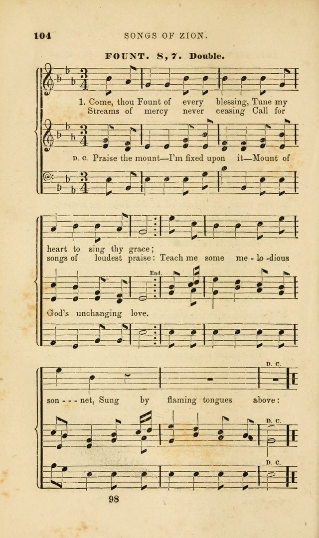 Songs of Zion: a manual of the best and most popular hymns and tunes, for social and private devotion page 105