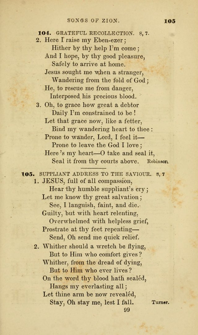 Songs of Zion: a manual of the best and most popular hymns and tunes, for social and private devotion page 106