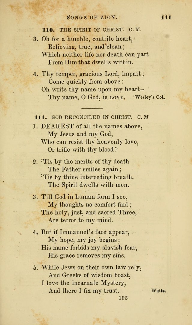 Songs of Zion: a manual of the best and most popular hymns and tunes, for social and private devotion page 112