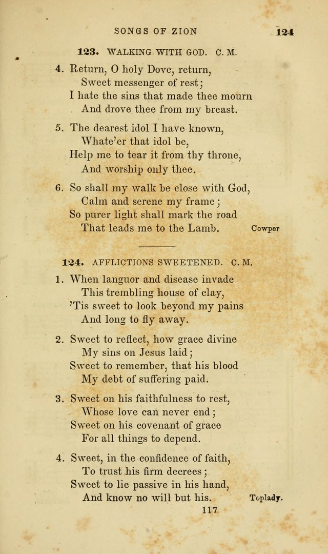 Songs of Zion: a manual of the best and most popular hymns and tunes, for social and private devotion page 124