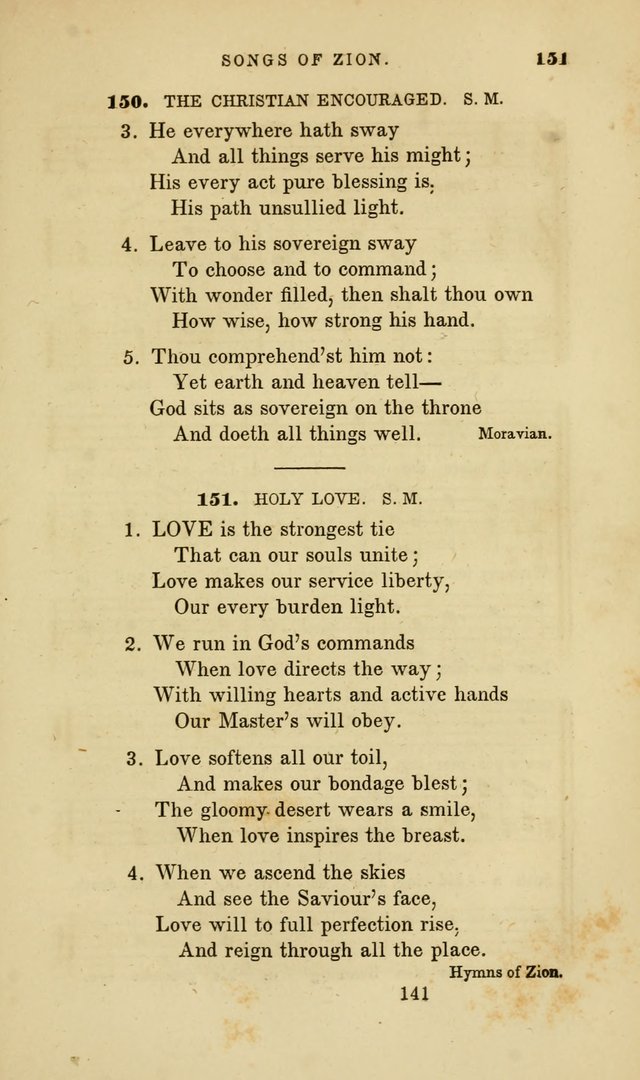 Songs of Zion: a manual of the best and most popular hymns and tunes, for social and private devotion page 148