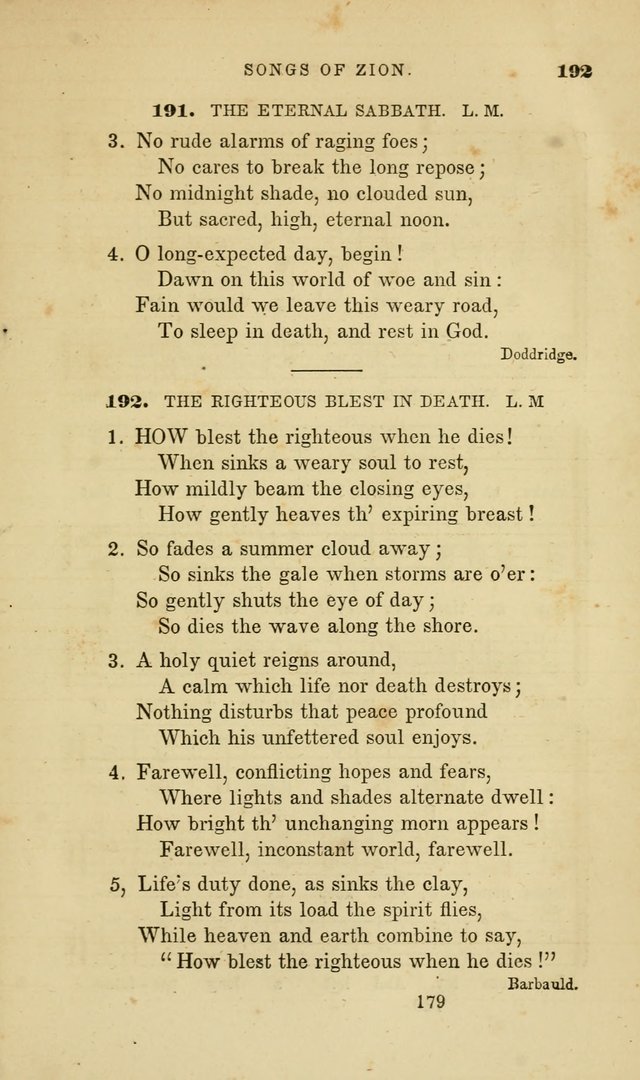 Songs of Zion: a manual of the best and most popular hymns and tunes, for social and private devotion page 186