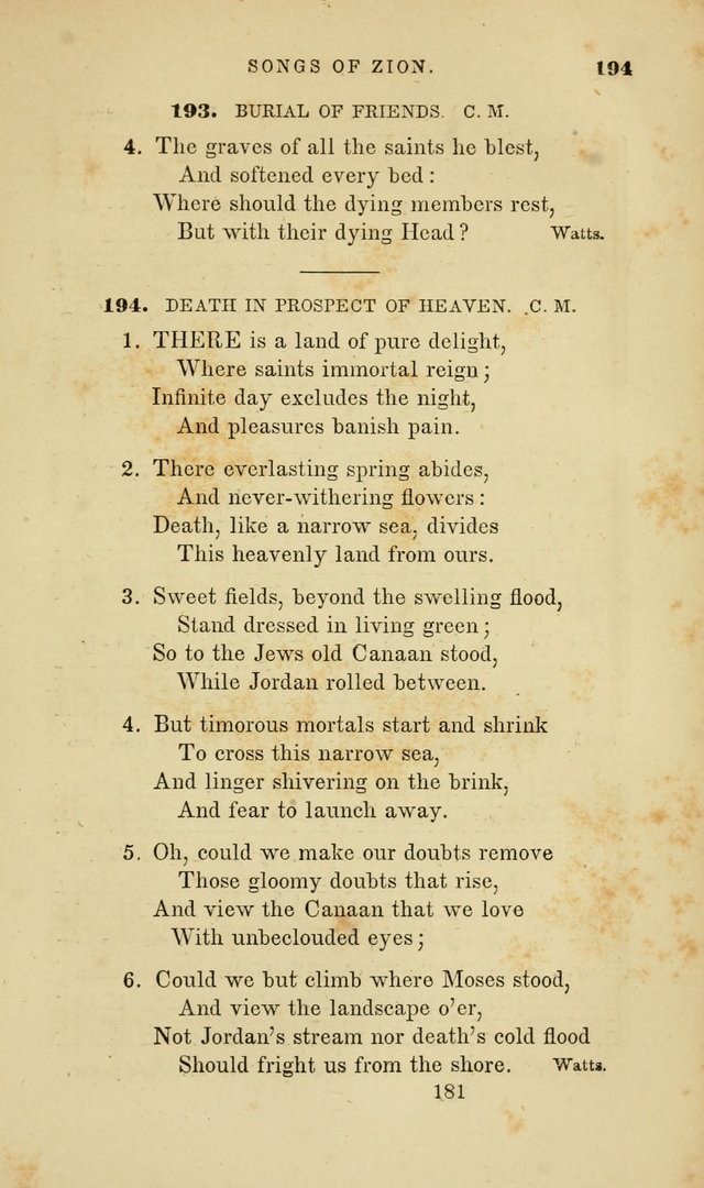 Songs of Zion: a manual of the best and most popular hymns and tunes, for social and private devotion page 188