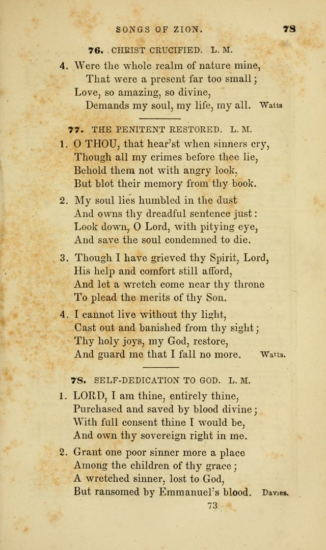 Songs of Zion: a manual of the best and most popular hymns and tunes, for social and private devotion page 80