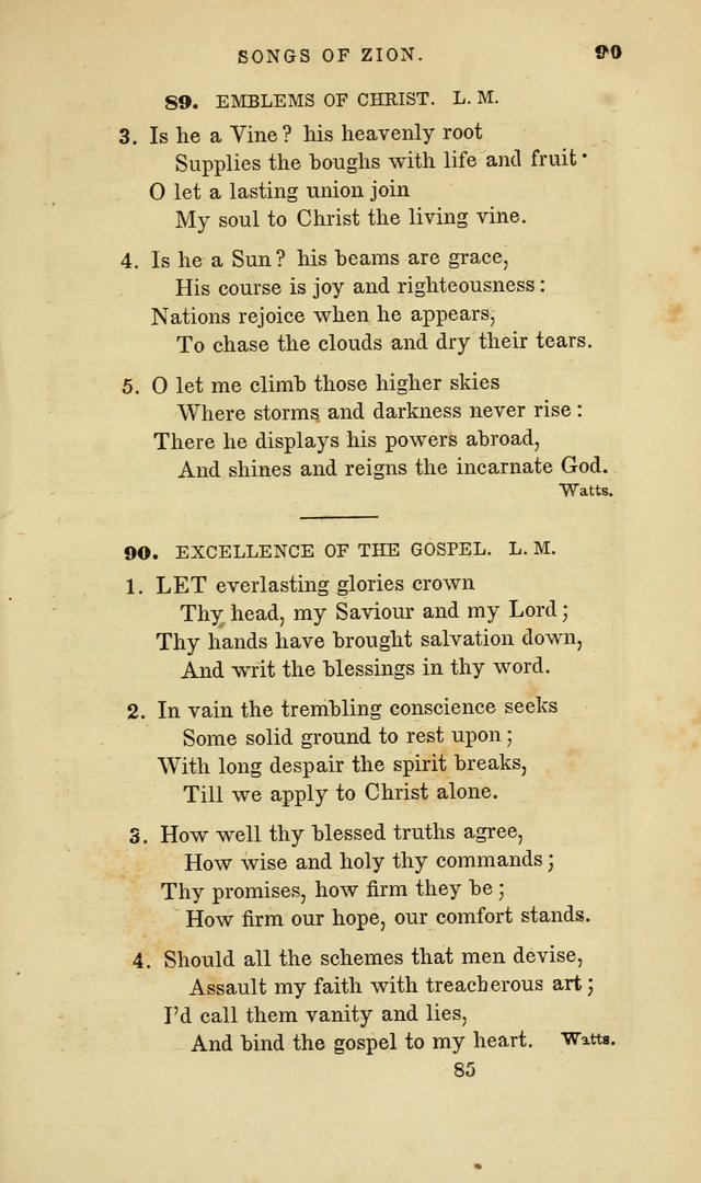 Songs of Zion: a manual of the best and most popular hymns and tunes, for social and private devotion page 92