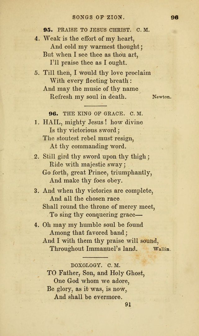 Songs of Zion: a manual of the best and most popular hymns and tunes, for social and private devotion page 98