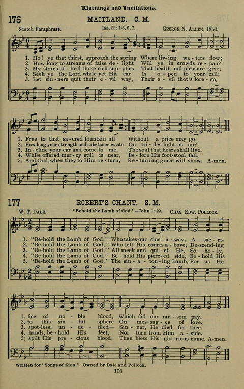 The Songs of Zion: the new official hymnal of the Cumberland Presbyterian Church page 103