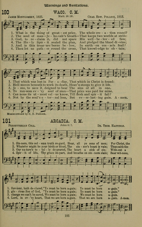 The Songs of Zion: the new official hymnal of the Cumberland Presbyterian Church page 105