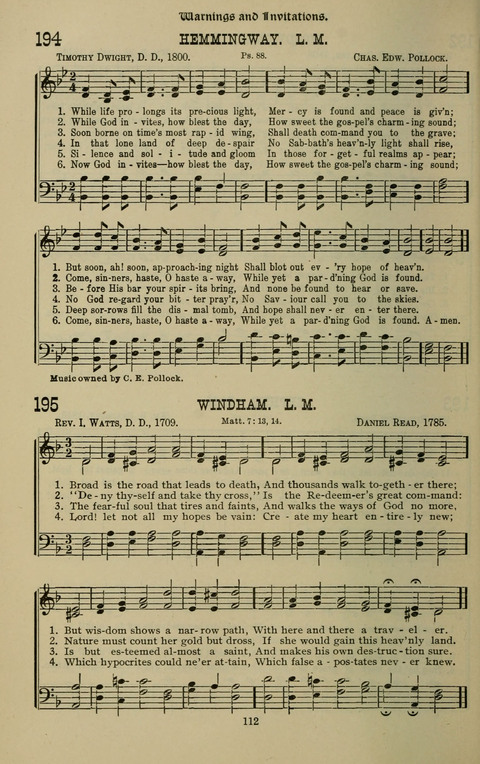 The Songs of Zion: the new official hymnal of the Cumberland Presbyterian Church page 112