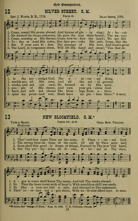 The Songs of Zion: the new official hymnal of the Cumberland Presbyterian Church page 13