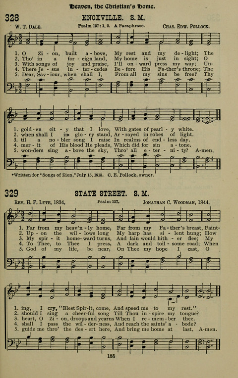 The Songs of Zion: the new official hymnal of the Cumberland Presbyterian Church page 185