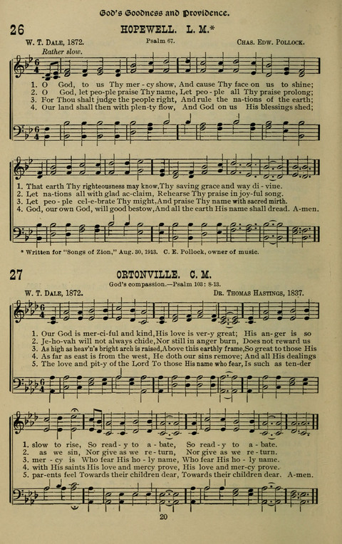 The Songs of Zion: the new official hymnal of the Cumberland Presbyterian Church page 20