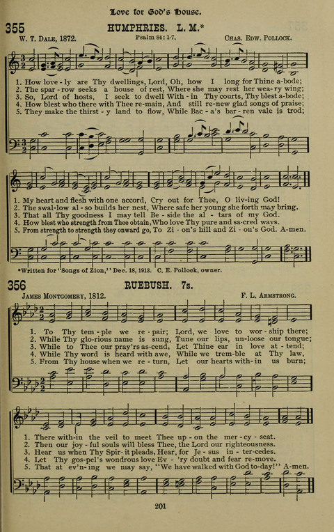 The Songs of Zion: the new official hymnal of the Cumberland Presbyterian Church page 201