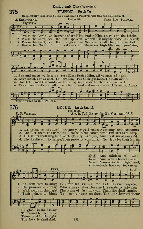 The Songs of Zion: the new official hymnal of the Cumberland Presbyterian Church page 211