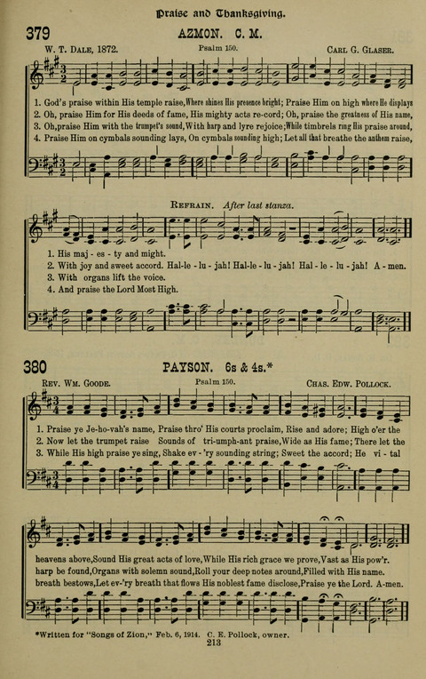 The Songs of Zion: the new official hymnal of the Cumberland Presbyterian Church page 213