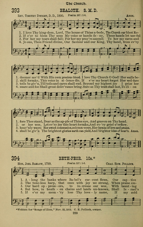 The Songs of Zion: the new official hymnal of the Cumberland Presbyterian Church page 220