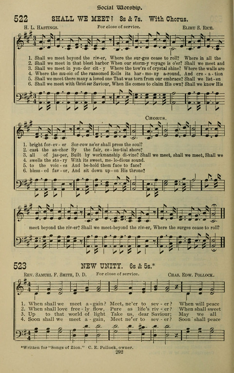 The Songs of Zion: the new official hymnal of the Cumberland Presbyterian Church page 292