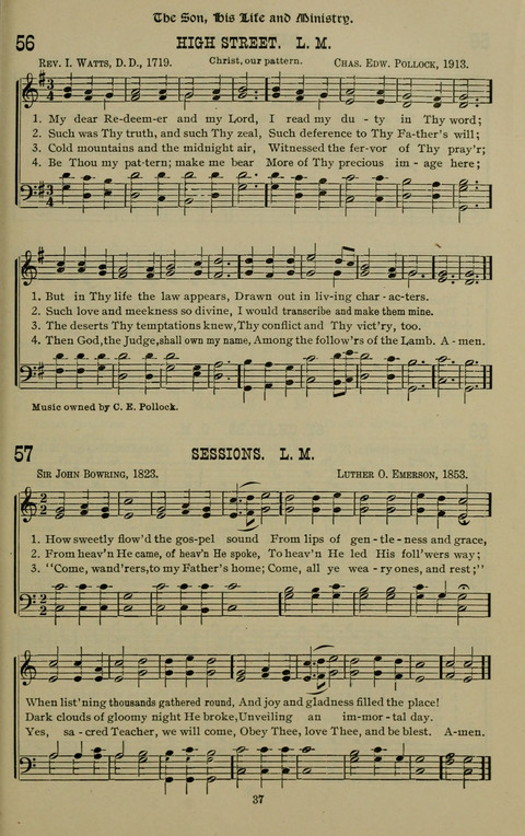 The Songs of Zion: the new official hymnal of the Cumberland Presbyterian Church page 37