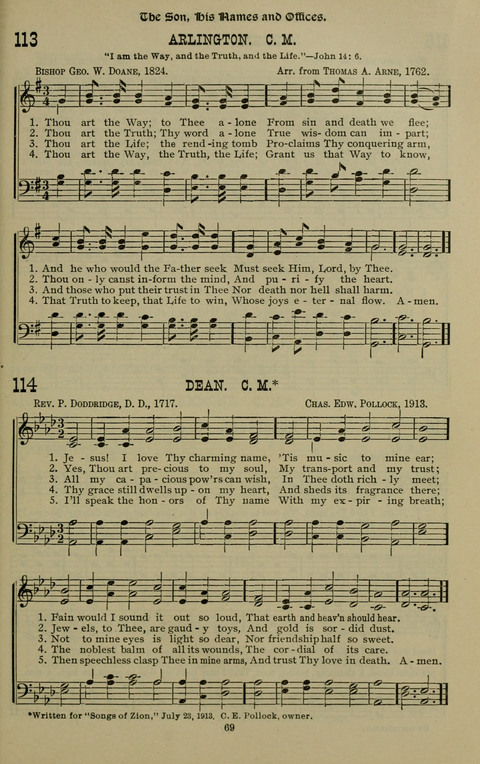 The Songs of Zion: the new official hymnal of the Cumberland Presbyterian Church page 69