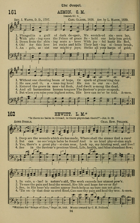 The Songs of Zion: the new official hymnal of the Cumberland Presbyterian Church page 94