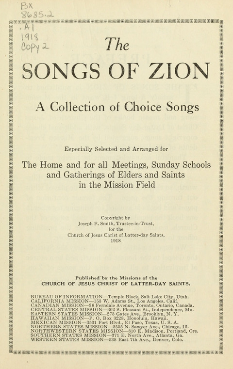 The Songs of Zion: A Collection of Choice Songs page iv
