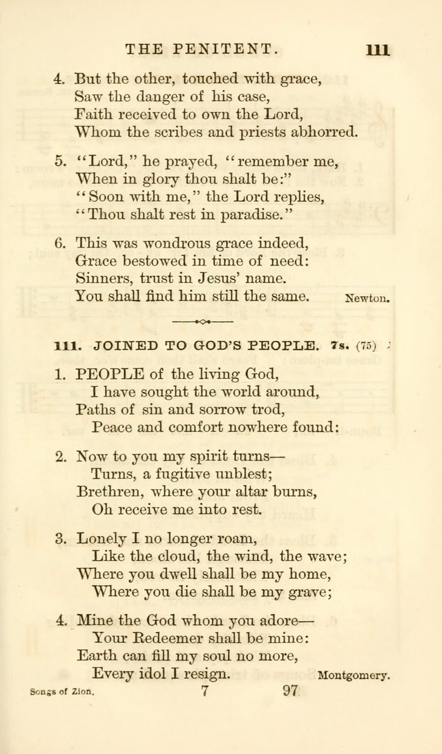 Songs of Zion Enlarged: a manual of the best and most popular hymns and tunes, for social and private devotion page 104