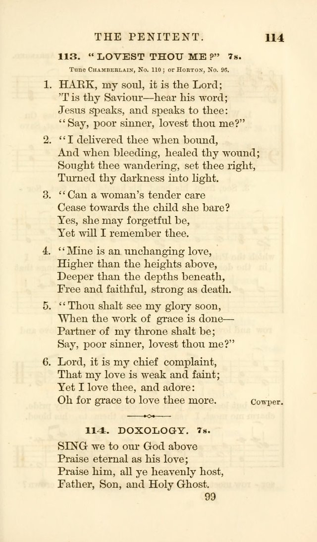 Songs of Zion Enlarged: a manual of the best and most popular hymns and tunes, for social and private devotion page 106