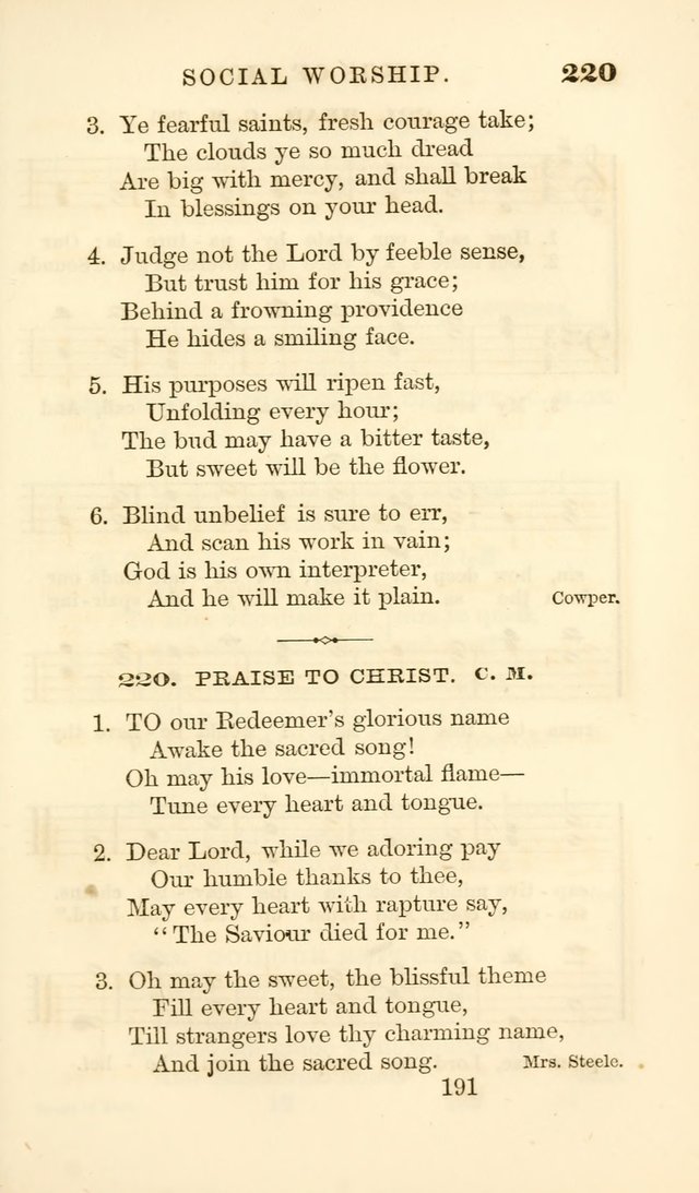 Songs of Zion Enlarged: a manual of the best and most popular hymns and tunes, for social and private devotion page 200