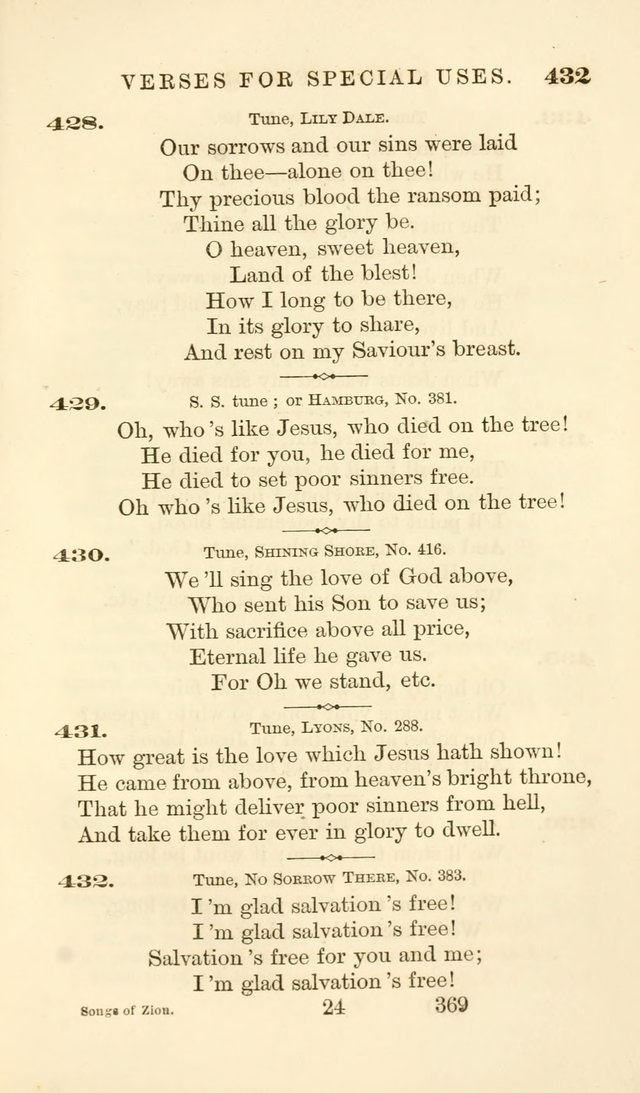 Songs of Zion Enlarged: a manual of the best and most popular hymns and tunes, for social and private devotion page 378