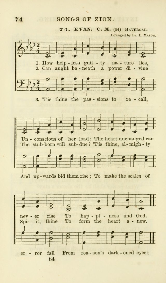 Songs of Zion Enlarged: a manual of the best and most popular hymns and tunes, for social and private devotion page 71