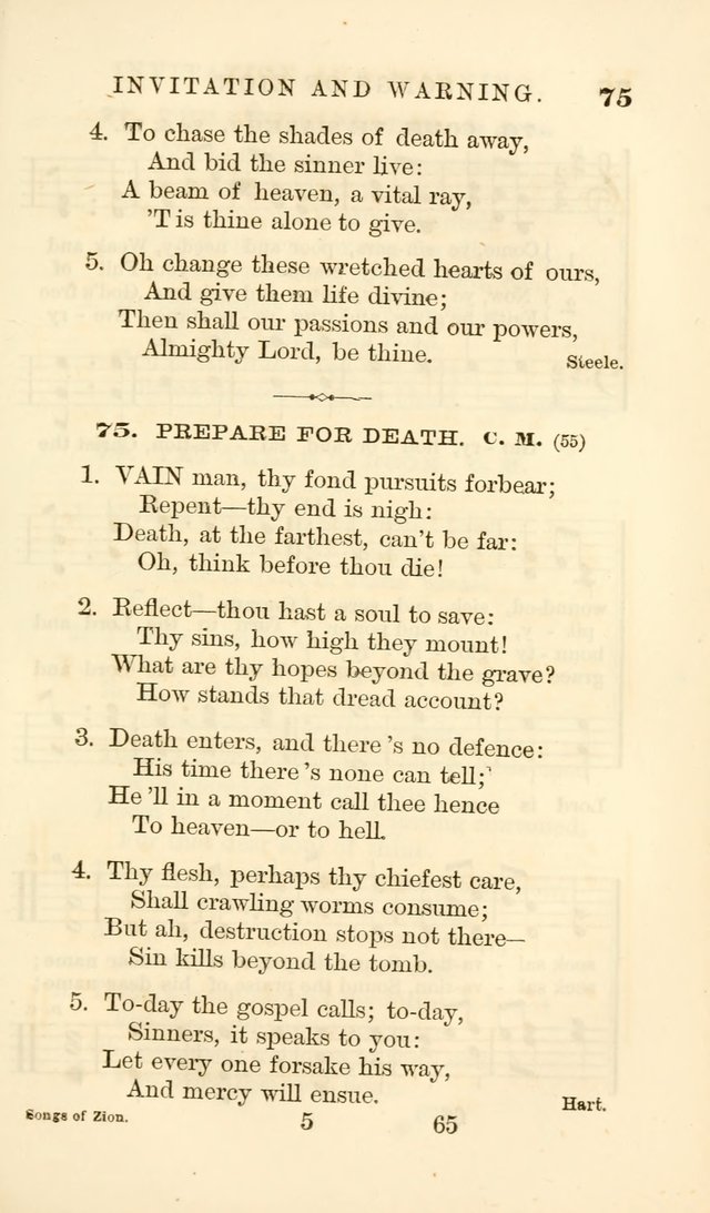 Songs of Zion Enlarged: a manual of the best and most popular hymns and tunes, for social and private devotion page 72