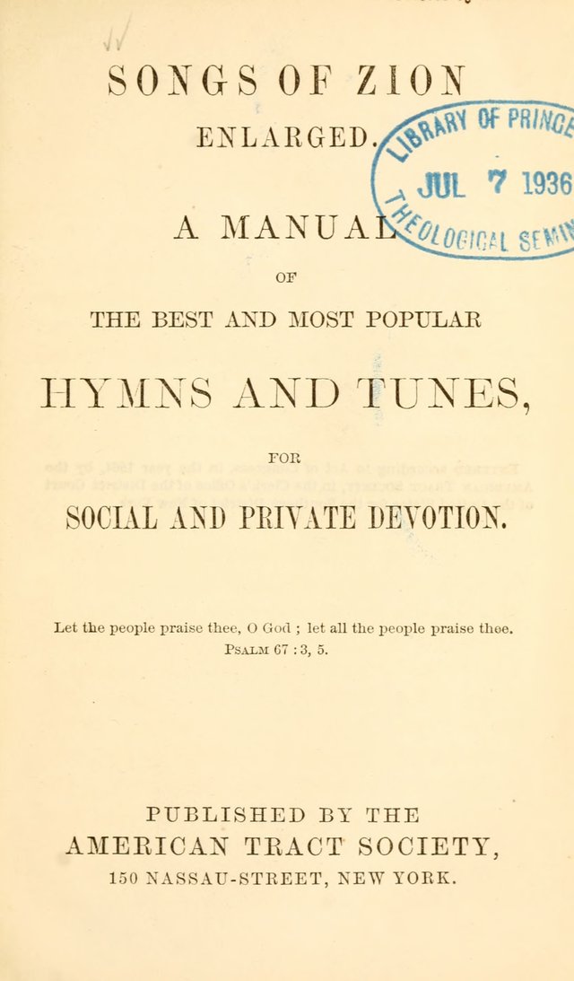 Songs of Zion Enlarged: a manual of the best and most popular hymns and tunes, for social and private devotion page 8