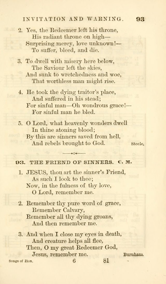 Songs of Zion Enlarged: a manual of the best and most popular hymns and tunes, for social and private devotion page 88