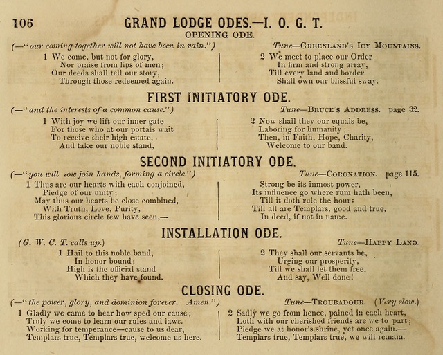 Temperance Chimes: comprising a great variety of new music, glees, songs, and hymns, designed for the use of temperance meeting and organizations, glee clubs, bands of hope, and the home circle page 106