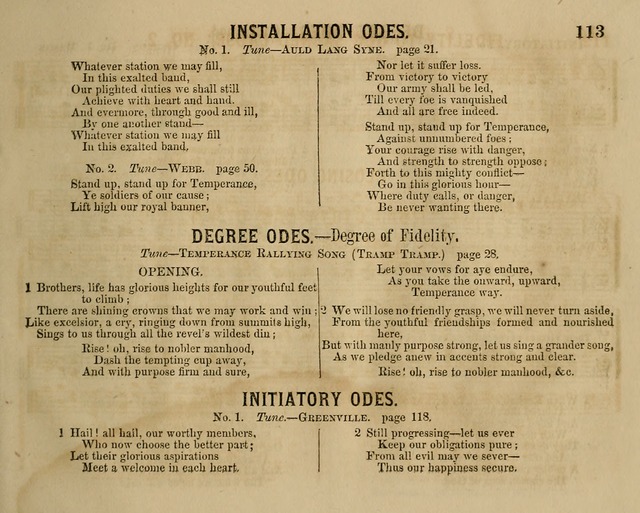 Temperance Chimes: comprising a great variety of new music, glees, songs, and hymns, designed for the use of temperance meeting and organizations, glee clubs, bands of hope, and the home circle page 113