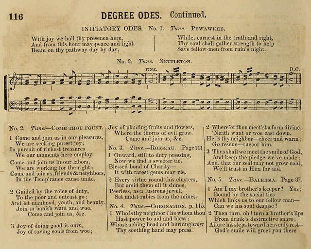 Temperance Chimes: comprising a great variety of new music, glees, songs, and hymns, designed for the use of temperance meeting and organizations, glee clubs, bands of hope, and the home circle page 116