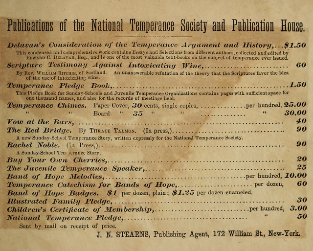 Temperance Chimes: comprising a great variety of new music, glees, songs, and hymns, designed for the use of temperance meeting and organizations, glee clubs, bands of hope, and the home circle page 129