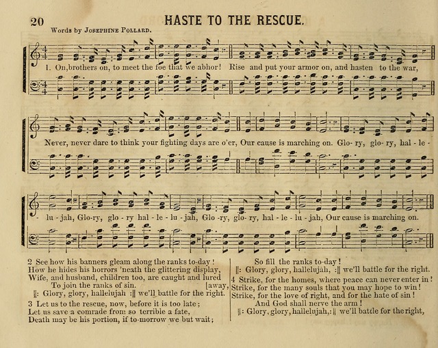 Temperance Chimes: comprising a great variety of new music, glees, songs, and hymns, designed for the use of temperance meeting and organizations, glee clubs, bands of hope, and the home circle page 20