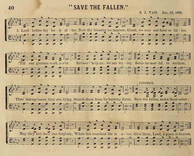 Temperance Chimes: comprising a great variety of new music, glees, songs, and hymns, designed for the use of temperance meeting and organizations, glee clubs, bands of hope, and the home circle page 40