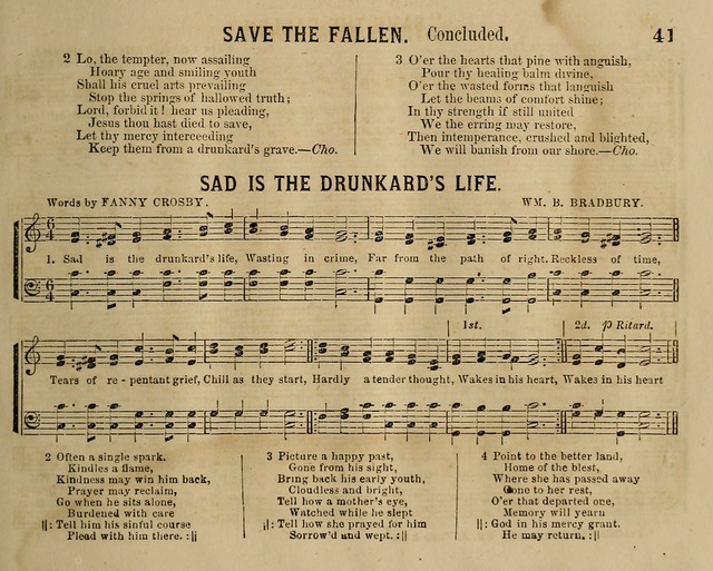 Temperance Chimes: comprising a great variety of new music, glees, songs, and hymns, designed for the use of temperance meeting and organizations, glee clubs, bands of hope, and the home circle page 41