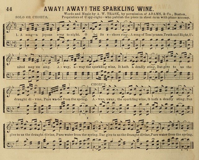 Temperance Chimes: comprising a great variety of new music, glees, songs, and hymns, designed for the use of temperance meeting and organizations, glee clubs, bands of hope, and the home circle page 44