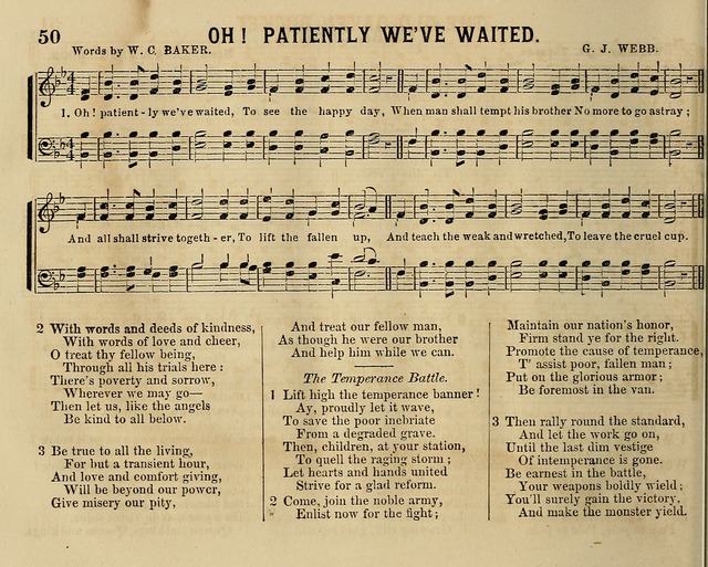 Temperance Chimes: comprising a great variety of new music, glees, songs, and hymns, designed for the use of temperance meeting and organizations, glee clubs, bands of hope, and the home circle page 50