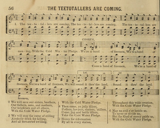 Temperance Chimes: comprising a great variety of new music, glees, songs, and hymns, designed for the use of temperance meeting and organizations, glee clubs, bands of hope, and the home circle page 56