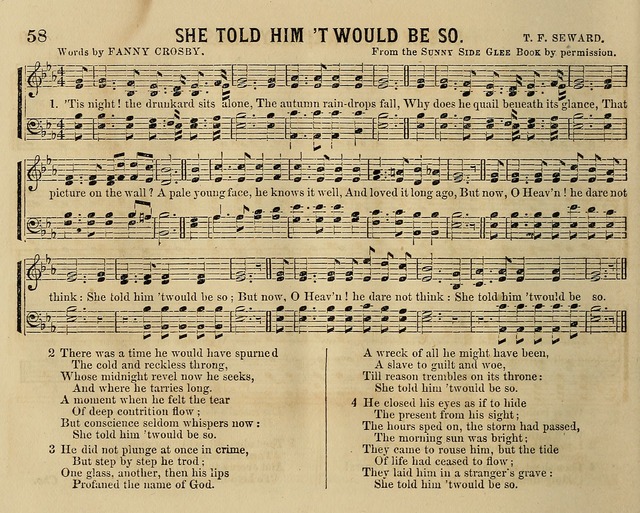 Temperance Chimes: comprising a great variety of new music, glees, songs, and hymns, designed for the use of temperance meeting and organizations, glee clubs, bands of hope, and the home circle page 58