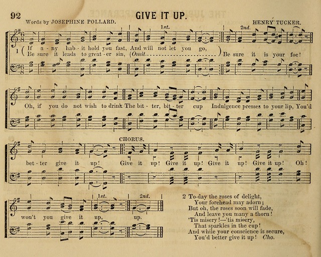 Temperance Chimes: comprising a great variety of new music, glees, songs, and hymns, designed for the use of temperance meeting and organizations, glee clubs, bands of hope, and the home circle page 92