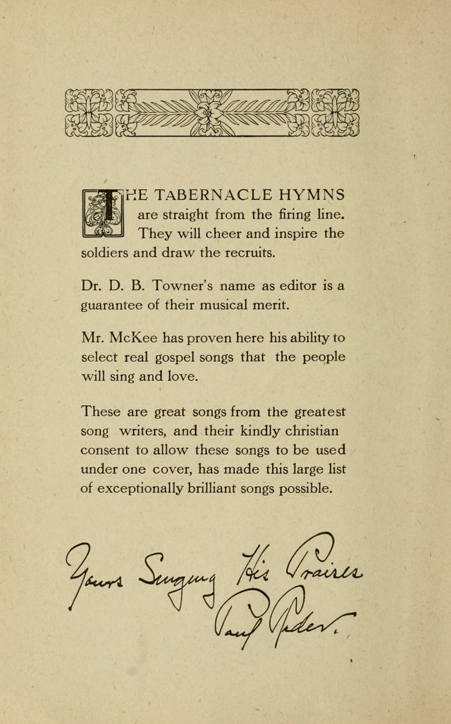 The Tabernacle Hymns page vi