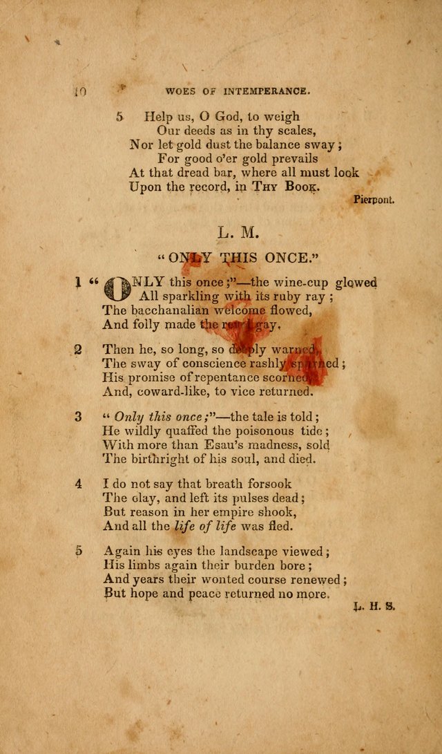 Temperance Hymn Book and Minstrel: a collection of hymns, songs and odes for temperance meetings and festivals page 10