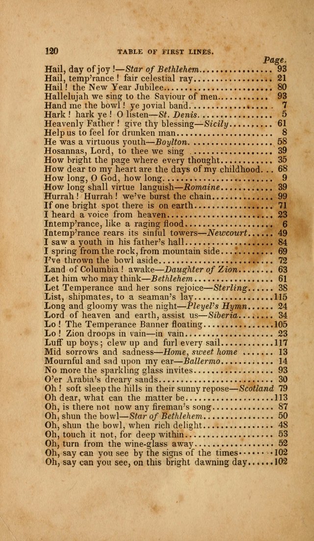 Temperance Hymn Book and Minstrel: a collection of hymns, songs and odes for temperance meetings and festivals page 120