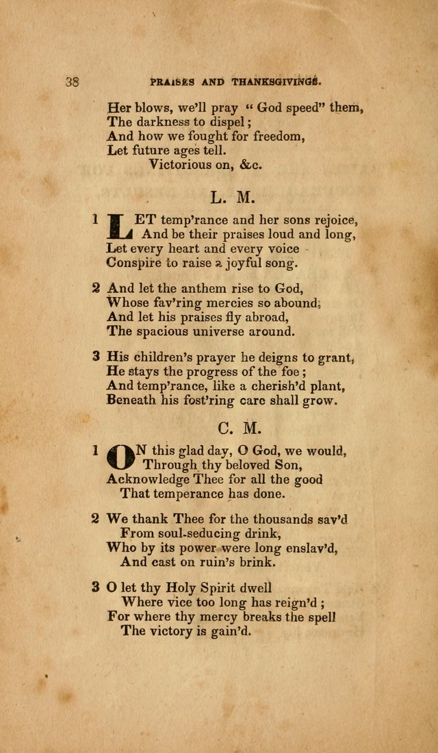 Temperance Hymn Book and Minstrel: a collection of hymns, songs and odes for temperance meetings and festivals page 38